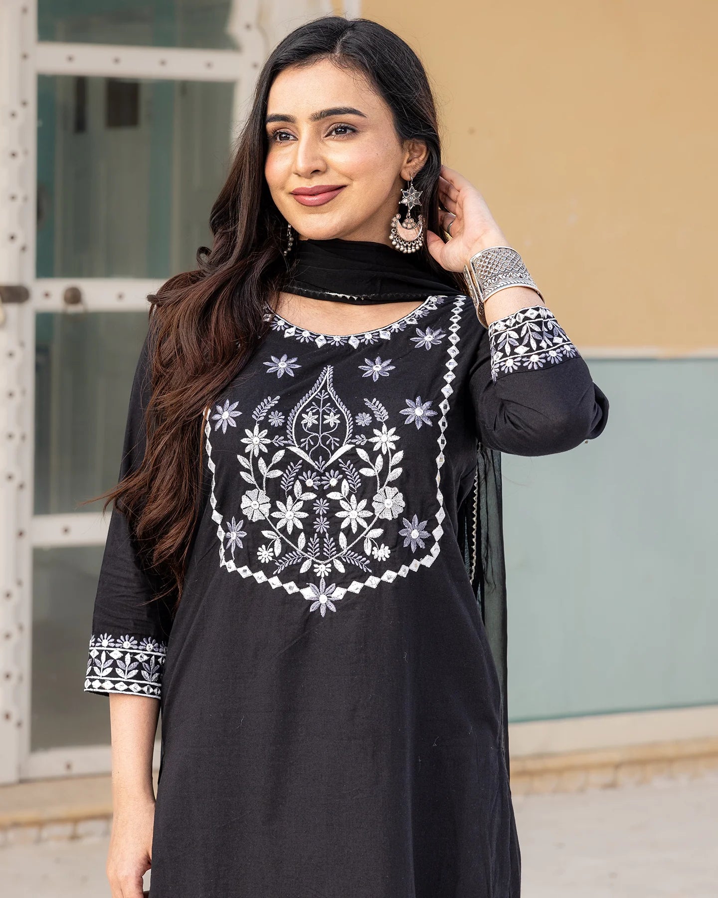 Black Aari Work Suit Set
