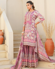 Blossom Grace – Printed  Chinon Sharara Set