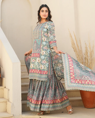 Blossom Grace – Printed  Chinon Sharara Set