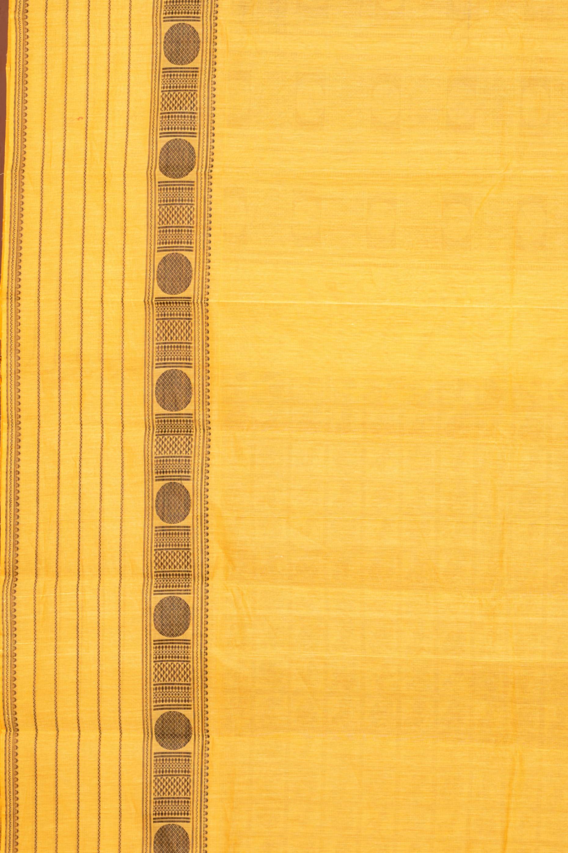 Beige And Black Pure Kanchi Cotton Saree