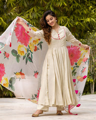Beige Patchwork Suit Set