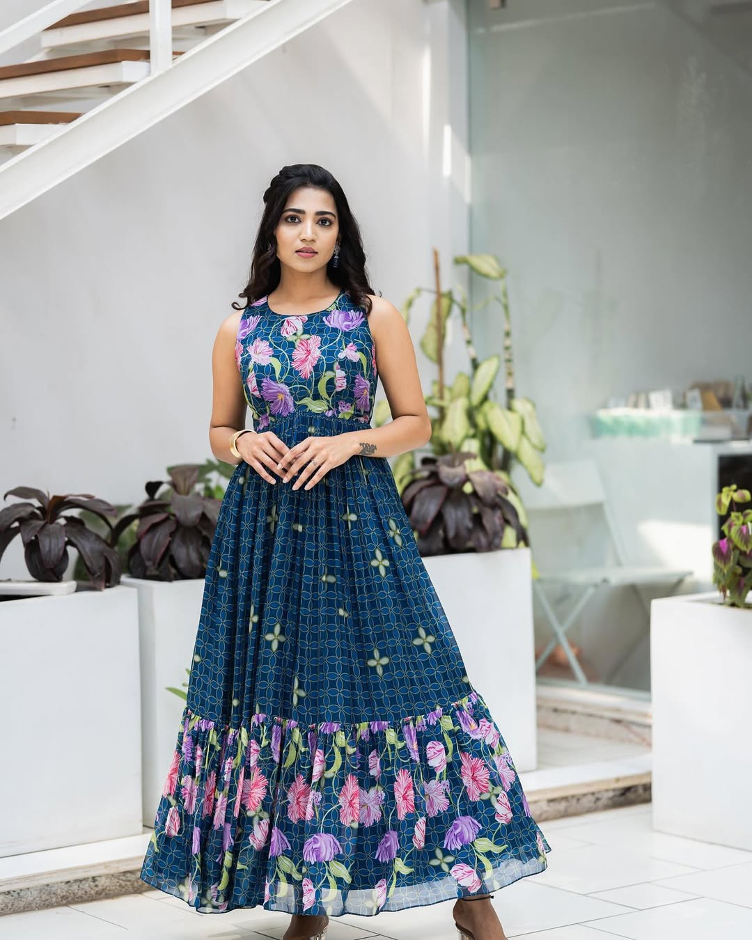 Midnight Blue Floral Maxi Dress