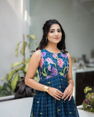 Midnight Blue Floral Maxi Dress