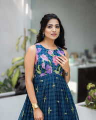 Midnight Blue Floral Maxi Dress