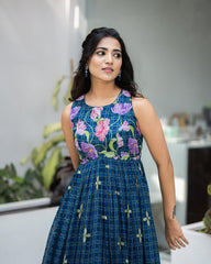 Midnight Blue Floral Maxi Dress